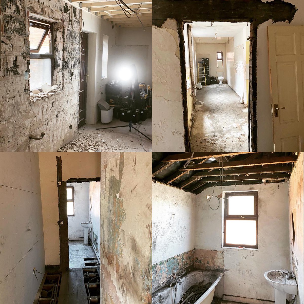 GHM_ltd's tweet photo. After a few weeks in full demolition mode we are now starting to put this derelict house back together! 🔨After a full house rewire, some walls moved, the plaster is starting to go on and the @howdensjoinery kitchen is now starting to go in. 👍 https://t.co/IArQ1P8PYS