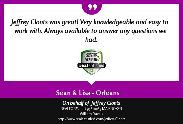JeffCapeCod's tweet image. Congrats to Sean and Lisa.   realsatisfied.com/Jeffrey-Clonts via @realsatisfied