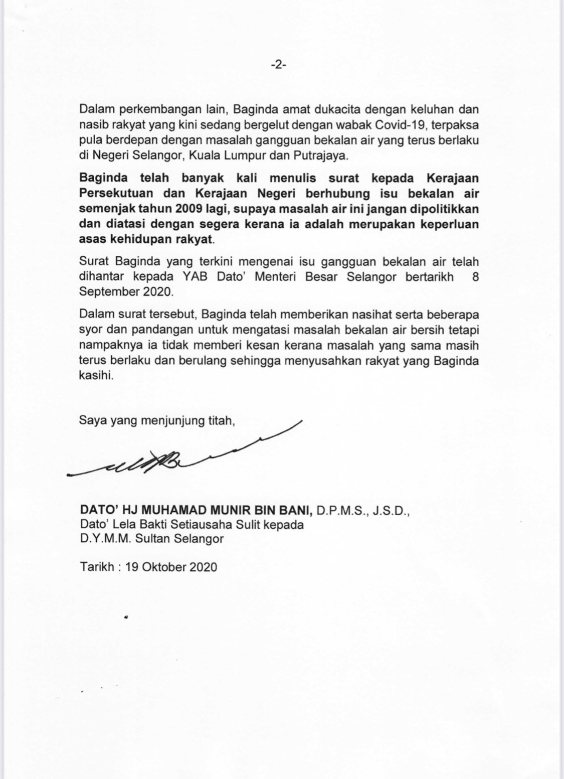 Selangor Royal Office On Twitter 19 Oktober 2020 Kenyataan Akhbar Dymm Sultan Selangor Mengenai Peningkatan Jangkitan Covid 19 Dan Isu Gangguan Bekalan Air Di Negeri Selangor Https T Co Mx01yktflz Https T Co Tkhvrbzj0j Twitter