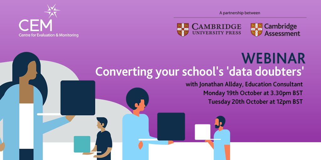 CambInsight's tweet photo. Not sure how data actually helps in schools? Or work with someone that questions the value of data? Join us this week for our latest webinar on converting the data doubters 👉 https://t.co/TMVoxBEoDa
#InformedByEvidence #schooldata https://t.co/zr11V1cZrc