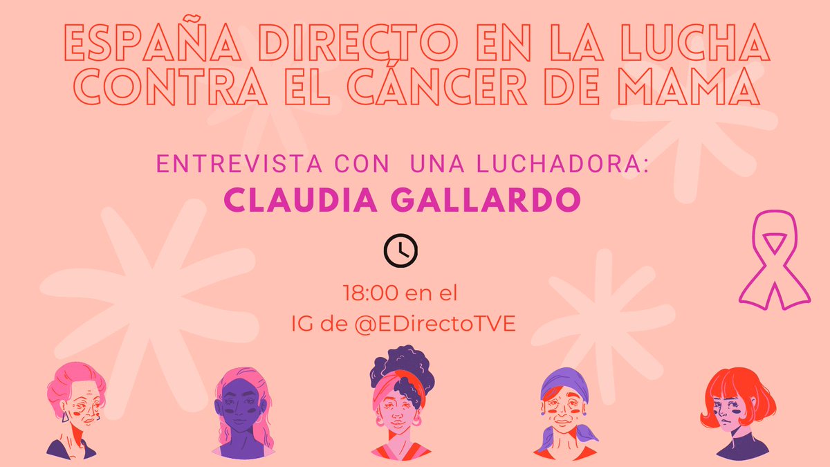 EDirectoTVE's tweet photo. ¡En @rtve nos sumamos a la lucha contra el #CáncerDeMama! 🎗️ En este #DiaMundialCáncerMama, nos contará su historia Claudia, una joven de 24 años que sin ningún antecedente la diagnosticaron cáncer de un día para otro...

⏰¡Hablamos con ella a las 18:00 en IG DT de @EDirectoTVE! https://t.co/iwzTAbYP2Y