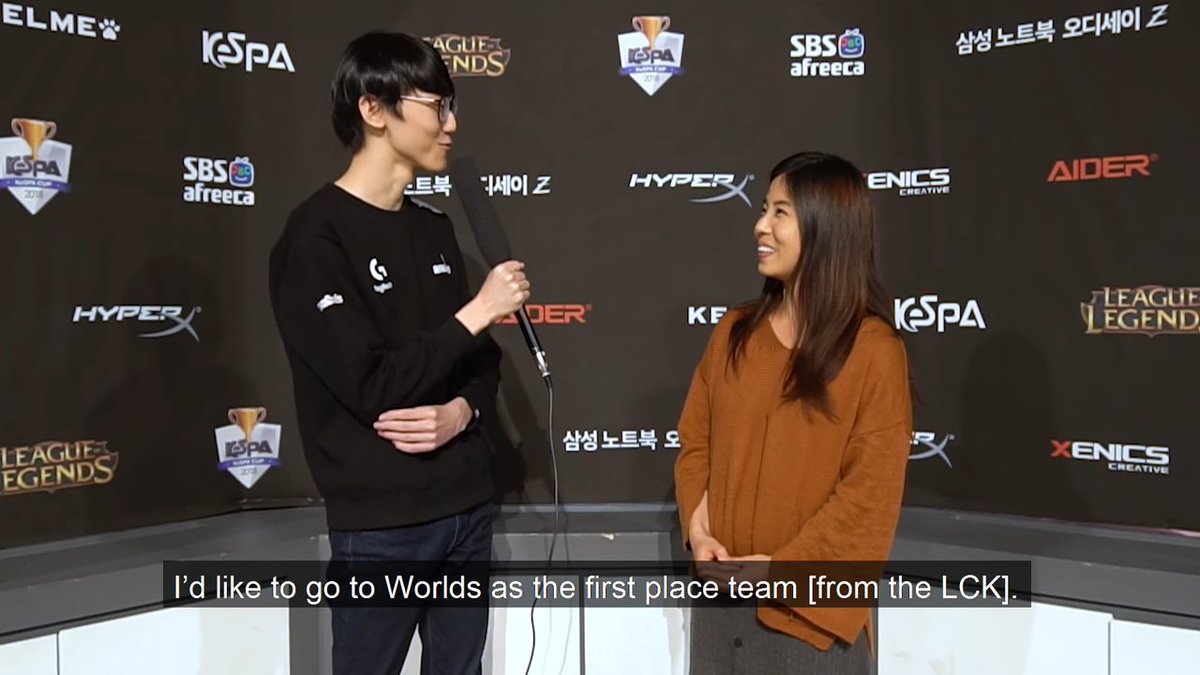 (2/7) 2019 January, KeSPA Cup.Nuguri (and I, too) was new to video interviews. Flushed after the victory against SKT, Nuguri said he'd like to go to Worlds as LCK's first seed.His dream would come true a year later, at the 2020 LCK summer split