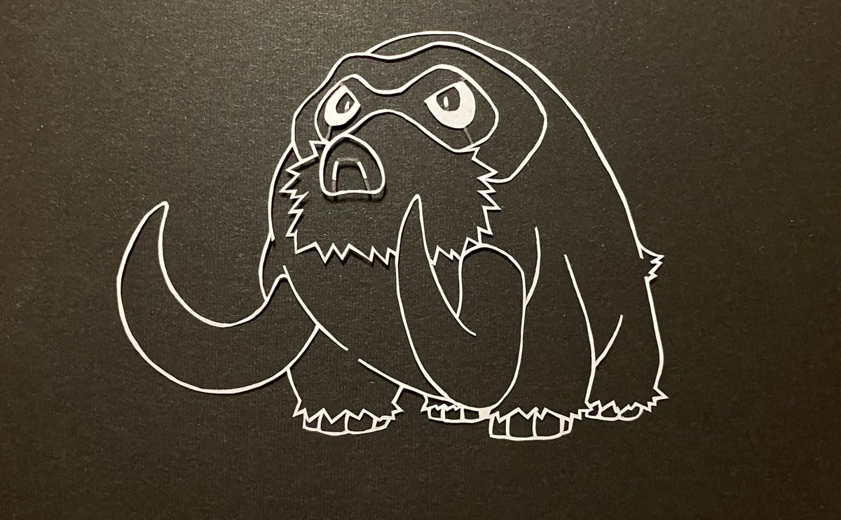紫苑 今日のポケモン切り絵 39日目 44体目 マンムー ヒカリが使ってたイメージがめっちゃ強いなぁ