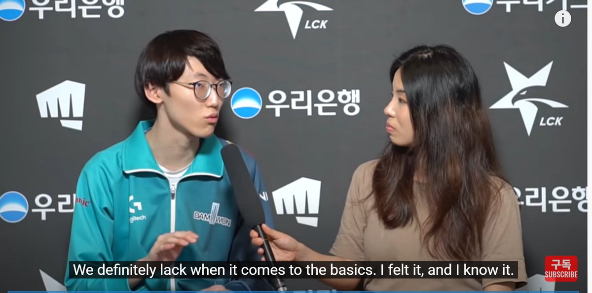 (3/7) 2019 June, LoL Park.Nuguri came into the interview room OVERJOYED about the match result, and the intro of the interview is GOLDEN to this date.Nuguri shared some insights on struggles DWG is facing on "getting the basics right"