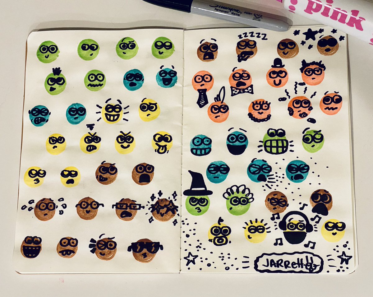 Playing around with expressions with the help of my daughter’s dot-paint markers.