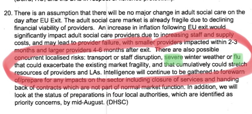 .. involving violence & blockading of ports• provider failure in social care resulting from inflating costs. As coronavirus was not anticipated, I’ve extracted this bit & highlighted its reference to the effect of flu