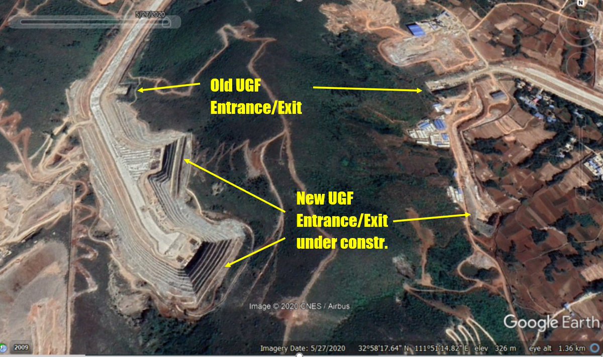 The underground facility at the base is undergoing some pretty significant construction. Here are two satellite photos comparing APR19 and MAY20 5/x