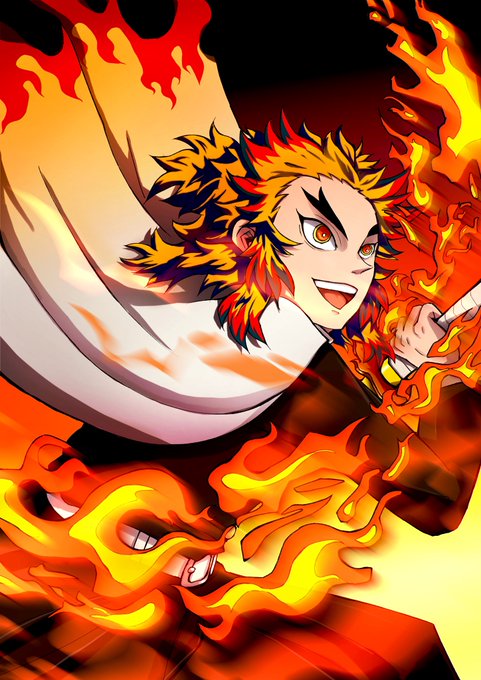 さしみさんがTwitterに投稿した煉獄杏寿郎(鬼滅の刃)のイラスト。