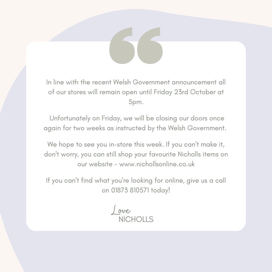 Nicholls Update!

We hope to see you all in-store this week!