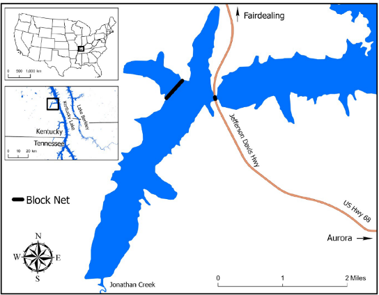 Spread the word: Boaters on #Kentucky Lake should use caution Nov. 2-13. USGS and partners will set block nets in #JonathanCreek at the U.S. Highway 68 bridge and in the Northwest Arm for Asian Carp research.  #Kentucky