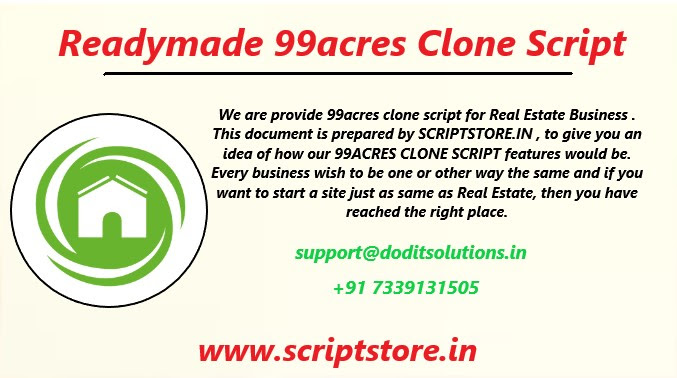 Dod_itSolutions's tweet image. #99AcresCloneScript , #99AcresClone , #RealestateScript , #RealEstateClone , #RealEstateWebsiteClone , #99AcresCloneApp
Contact :
Email : support@doditsolutions.in , info@doditsolutions.com
Mobile   : +91 7339131505
Landline : 0431-4000616
Link : scriptstore.in/product/99acre…