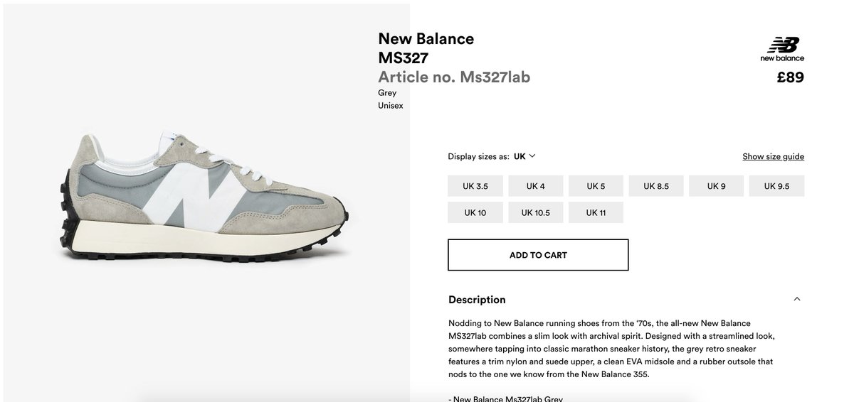 sns new balance 327