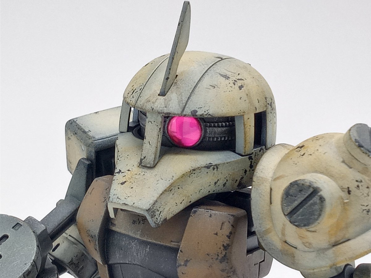 おか Vs09小隊 展示会流浪の民 作品 とんでもないところに食いもんをもらいに入っちまった Sdcsトップ 専用ザク です 第08ms小隊の名エピソードに登場するトップ隊長の旧ザクをsdで作りました 物語上もかなり酷使されてたから 思いっきり汚して