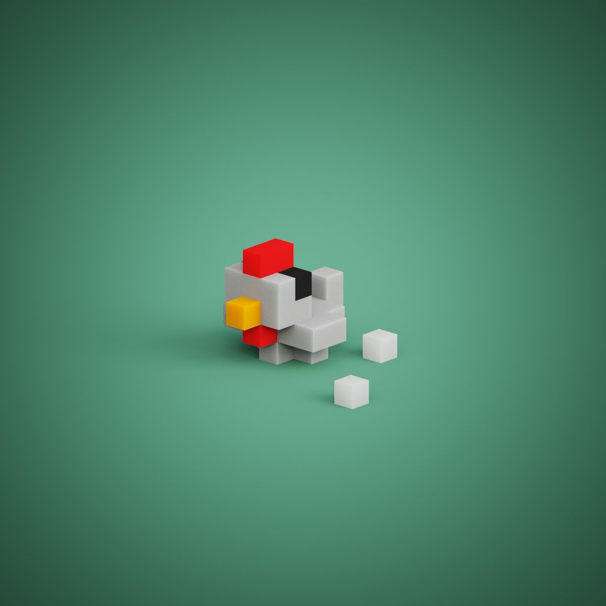 Bok, bok, booook! Another shot at my 'tiny animals series' done with #magicavoxel . 
#voxels #voxelart #tinyanimals #cute #3d #tiny #chicken #eggs