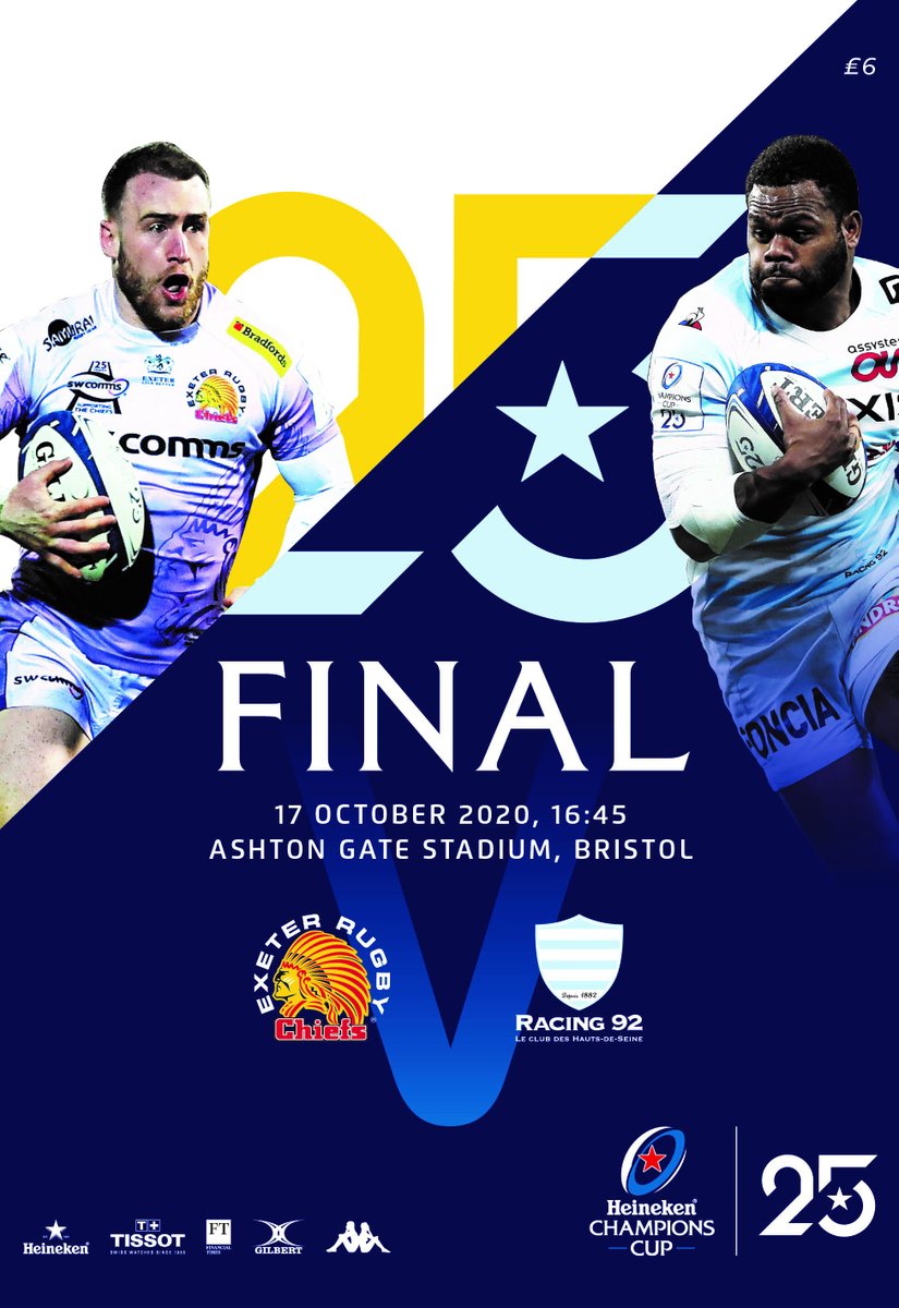 📢- Get your hands on a piece of history
Purchase a copy of Saturday's official @ChampionsCup Final match-day programme between @ExeterChiefs and @racing92 ⬇️
https://t.co/CKN5Nzvg1E https://t.co/V6T6jktDF4