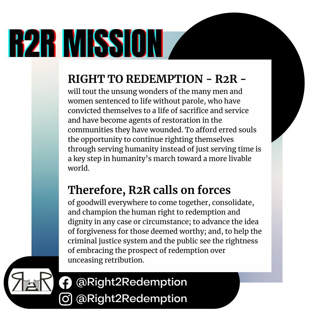 right2redempt's tweet photo. R2R is an organization of 33 people who are currently incarcerated and sentenced to die in prison and a few formerly incarcerated people who have been returned home to their communities, all united by a mission to #AbolishDBI and #EndDeathByIncarceration. https://t.co/1eD5dDukde