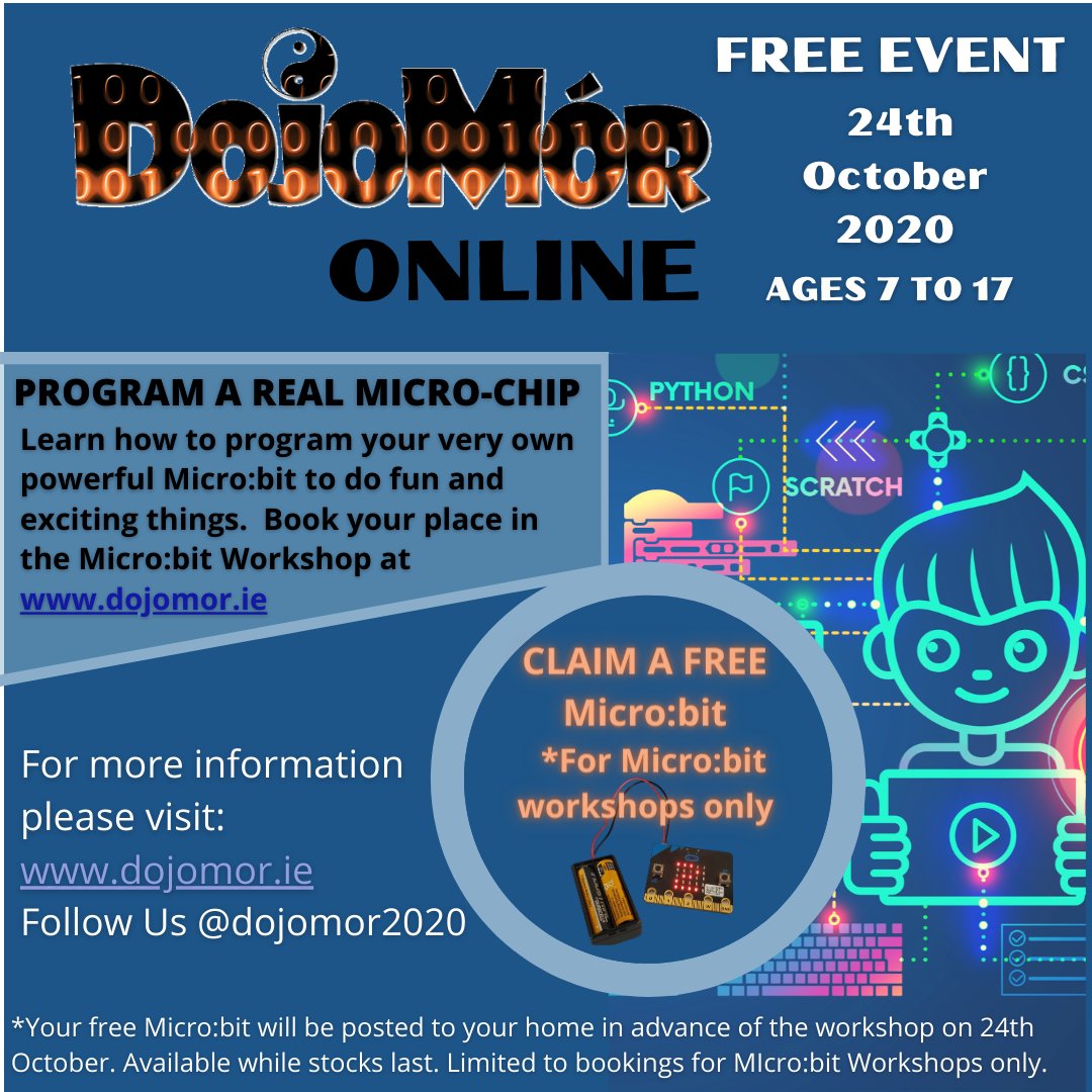 DojoMor2025's tweet image. Our massive Micro:bit giveaway is coming to an end!
Claim your FREE Micro:bit by registering for a Micro:bit Workshop before midnight tonight at dojomor.ie
@SGEducation__ thanks for all the Micro:bits!