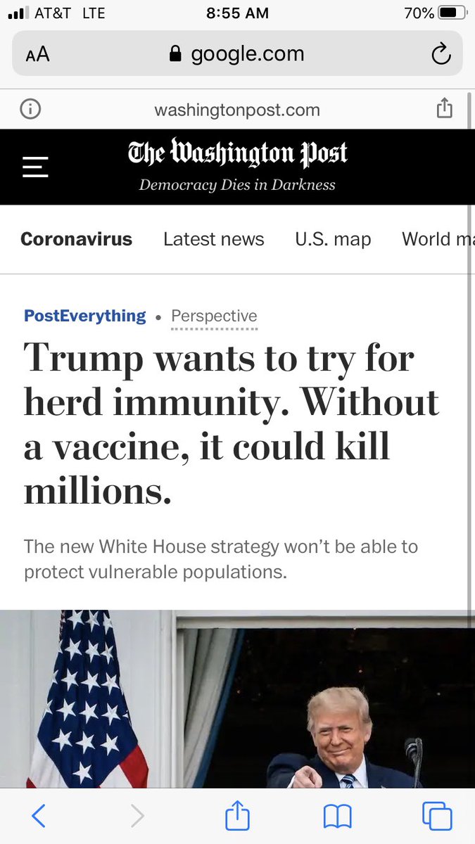 1/ Last week  @mlipsitch - a Harvard epidemiologist - wrote a blistering  @washingtonpost piece attacking any plan for herd immunity. Letting people at low risk for  #Covid become infected “could kill millions,” he and other authors argued, because older people will also get sick...