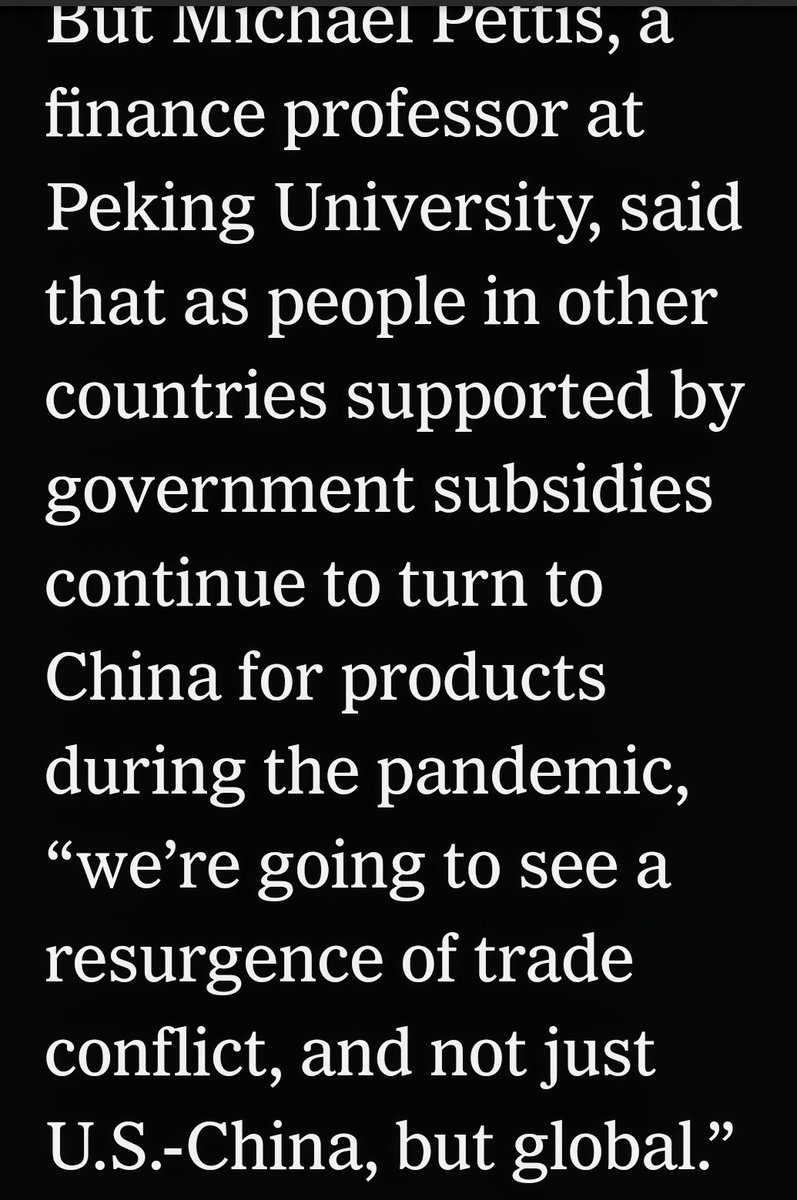 11/n @michaelxpettis is, of course, correct here. The foregoing will exacerbate trade conflict between China and the rest of the world.>>
