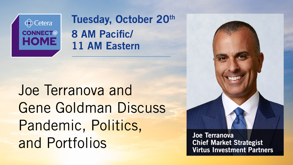 virtus's tweet photo. Come discuss the 3Ps: #Pandemic, #Politics, and #Portfolios with Virtus Chief Market Strategist, @terranovajoe Tuesday 10/20 at 8AM PT @CeteraFinancial’s #ConnectAtHome https://t.co/vyZToWOfUH