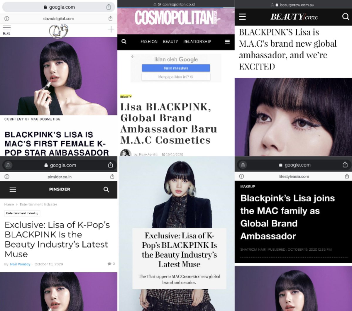 LISA ARTICLES AS A MUSE AND GLOBAL BRAND AMBASSADOR OF MAC ALL OVER THE WORLD 💕💕💕 <a href="/MACcosmetics/">M•A•C Cosmetics</a> <a href="/drewpsie/">Drew Elliott</a> #LISA <a href="/BLACKPINK/">BLACKPINKOFFICIAL</a> #MACLOVESLISA #MACGlobalAmbassadorLISA