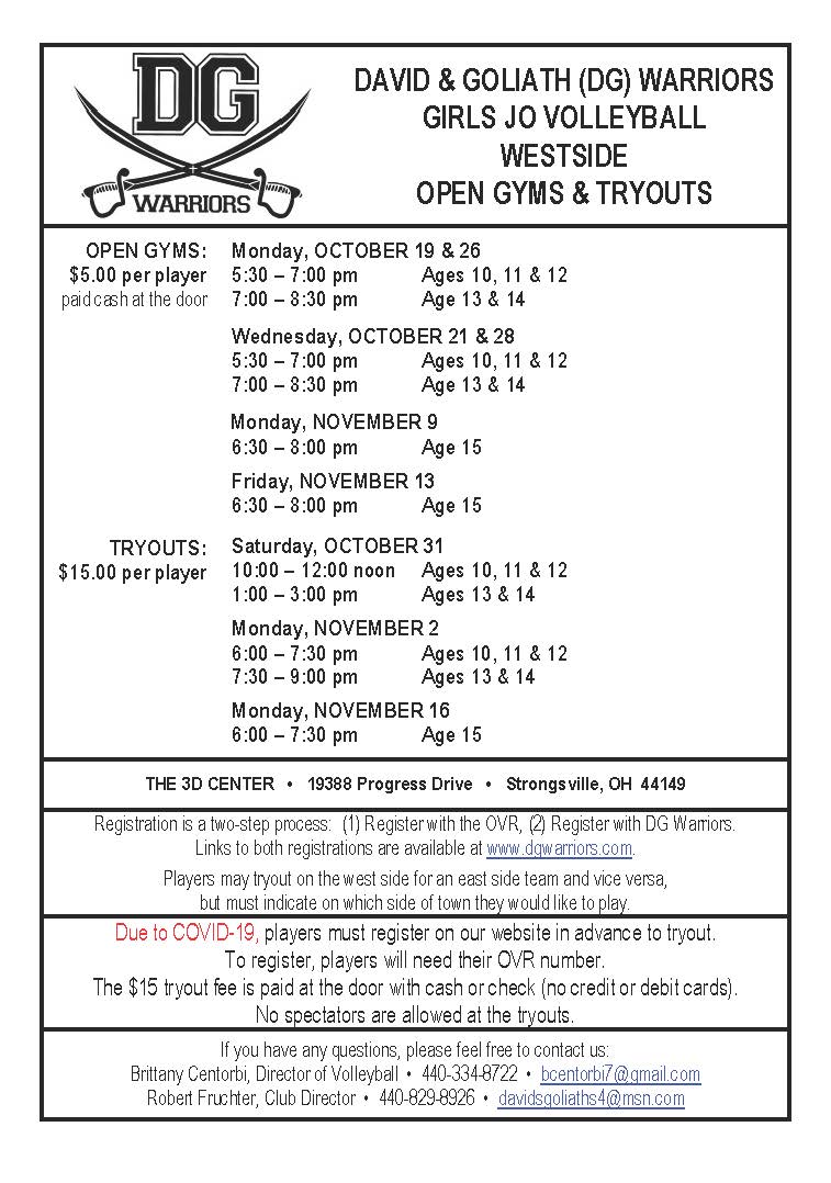 West side Open Gyms start tonight!!!!!!   We can't wait to see everyone!