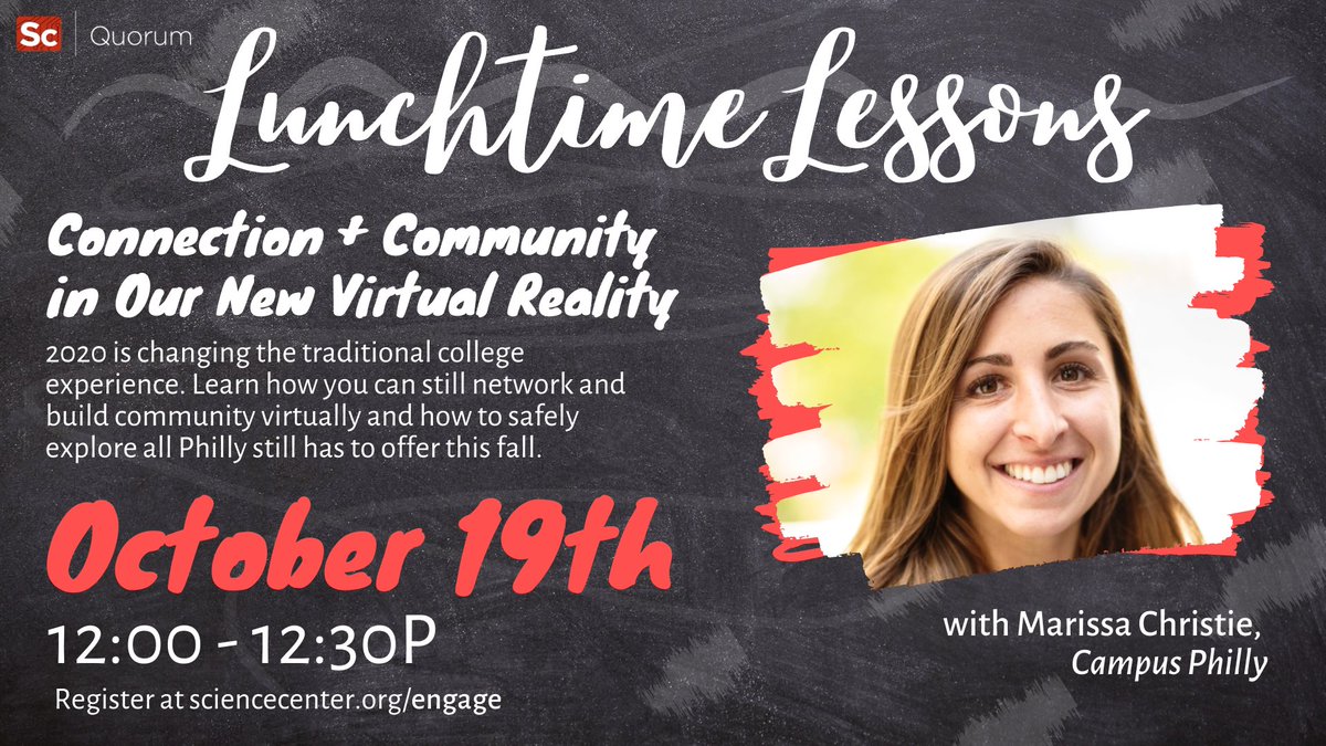 Today at noon! Hear from <a href="/campusphilly/">Campus Philly</a> on ways to keep our community connected during virtual times. sciencecenter.org/engage/lunchti…
