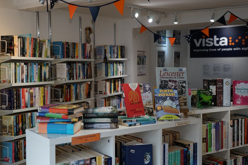 Image is of books inside Vista's Oakham bookshop.