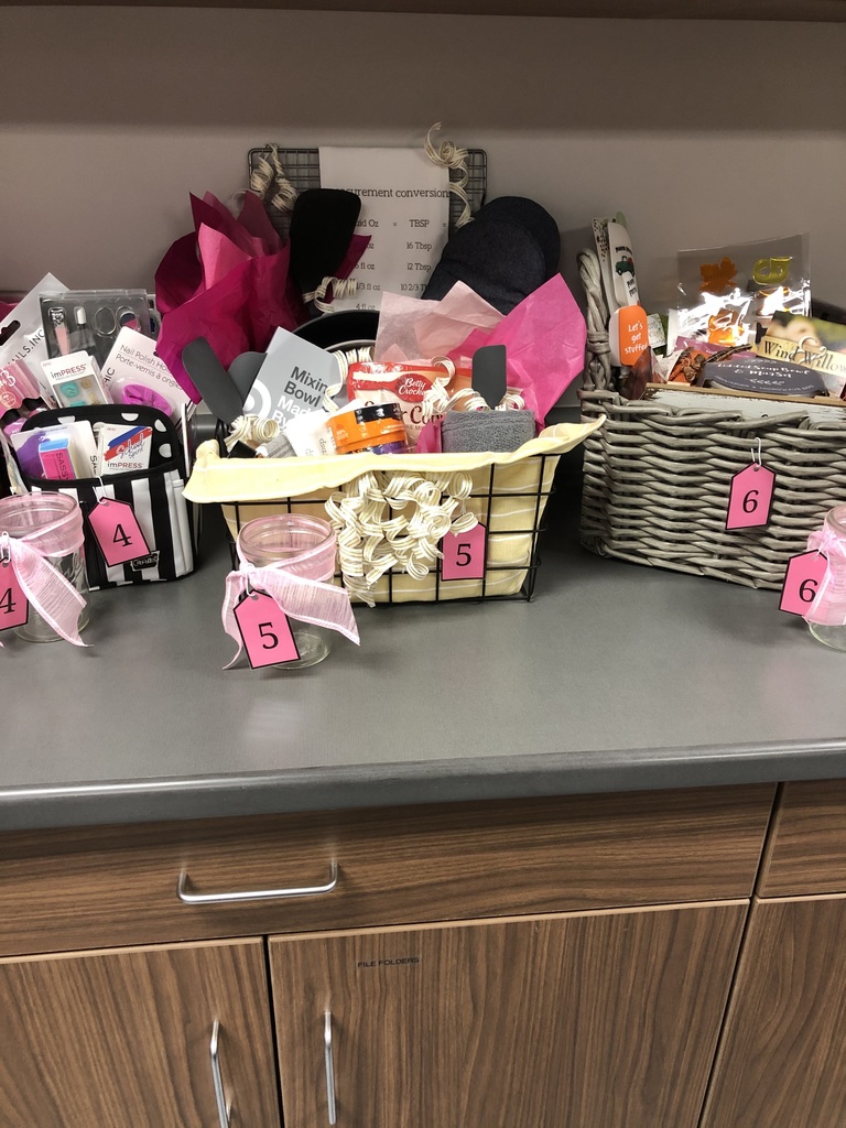 whfalcons's tweet photo. Pink Out raffle baskets!  Buy tickets now from Julie in the office or at Tuesday's VB Game.  Drawing will be at the WH-Silver Lake game on Tuesday.  All proceeds go to Deb Farley. https://t.co/pwAe6Mgzx5