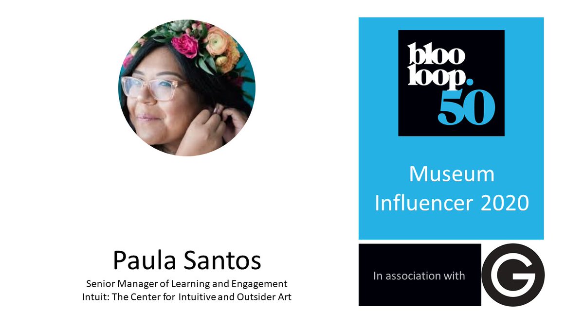 Blooloop's tweet photo. Congratulations to Paula Santos of @IntuitArtCenter  

In our #blooloop50 #Museum Influencer List 2020

https://t.co/83WooGMR7U https://t.co/6fXvubzOlh