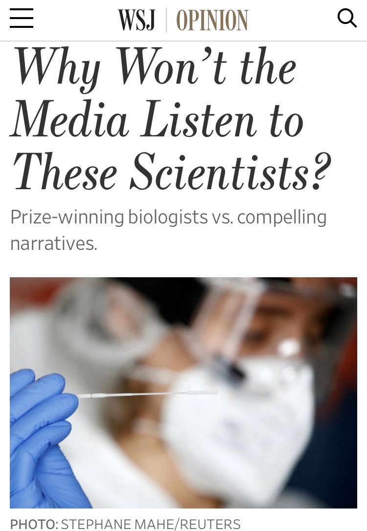 The Great Barrington Declaration, consisting of more than a thousand biological scientists and more than 1,500 medical practitioners, recommending a “Focused Protection.”

Read the full declaration ➡️ gbdeclaration.org

Read the full article ➡️ wsj.com/articles/why-w…