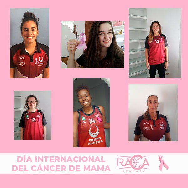 Hoy  en el #DiaInternacionalDelCancerDeMama nuestro club CD RACA y  las jugadoras del Grupo Hafesa Granada se solidarizan con todas las personas que lo padecen 💪 #LF2
