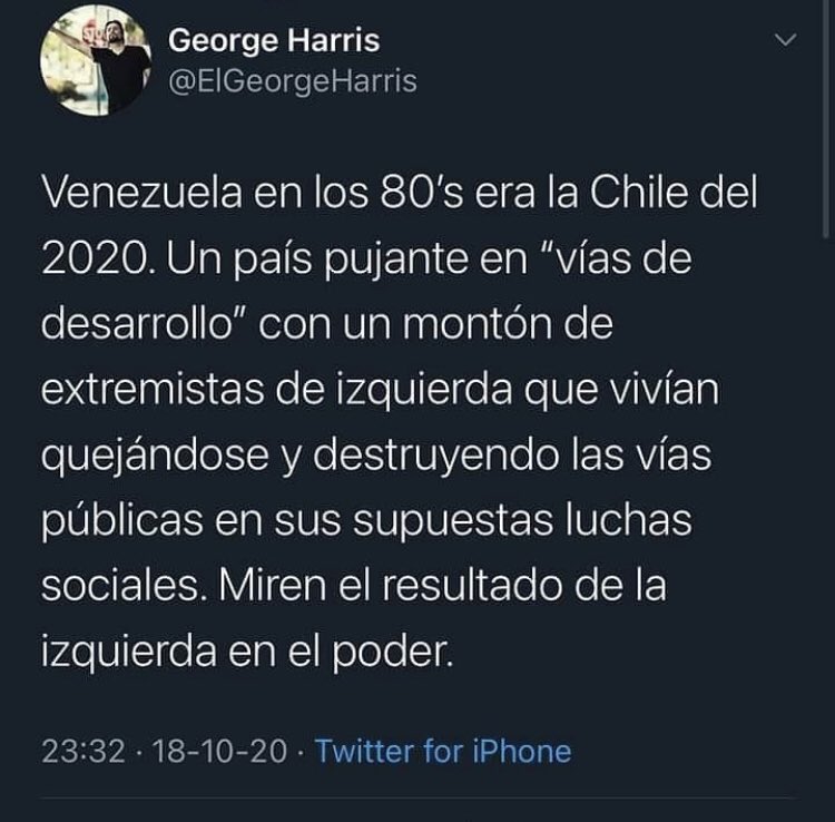 Esto lo vi publicado en una página de venezolanos en Chile #EstallidoTerrorista #EstallidoSinGloria #EstallidoDelictual #RechazoTuViolencia #RECHAZOTUDELINCUENCIA #RechazoGanaSiVotamosTodos #RechazoSalvaChile