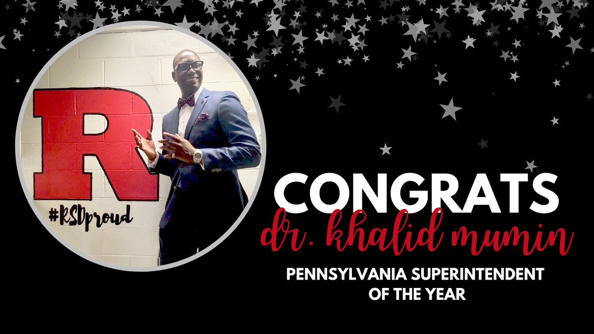 Congratulations to @drmuminrsd, who has been selected as the 2021 Pennsylvania Superintendent of the Year by the Pennsylvania Association of School Administrators (PASA). We are so #RSDproud of him and all he continues to accomplish! 🎉🎉