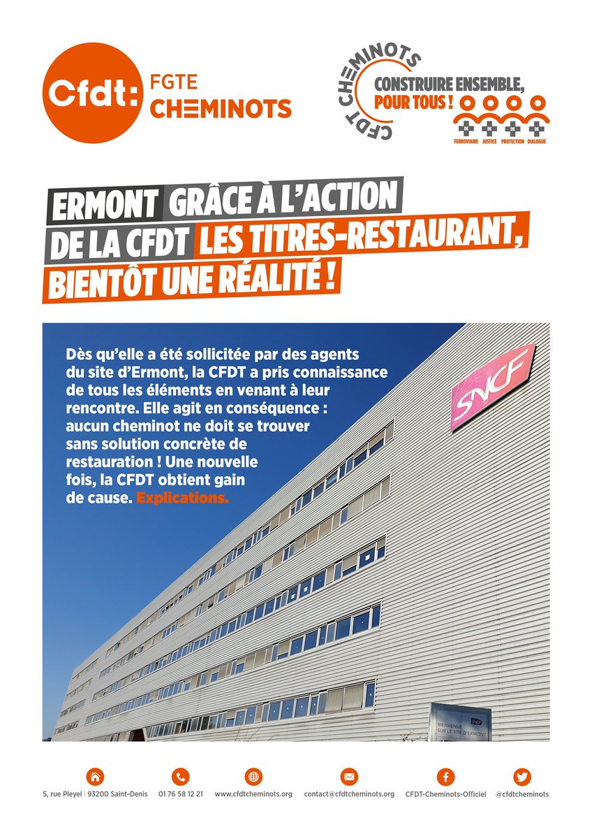 II E-TRACT II Ermont : la <a href="/cfdtcheminots/">cfdtcheminots</a> obtient les titres-restaurant pour tous les salariés ‼️

🔗 bit.ly/3mdQKqL