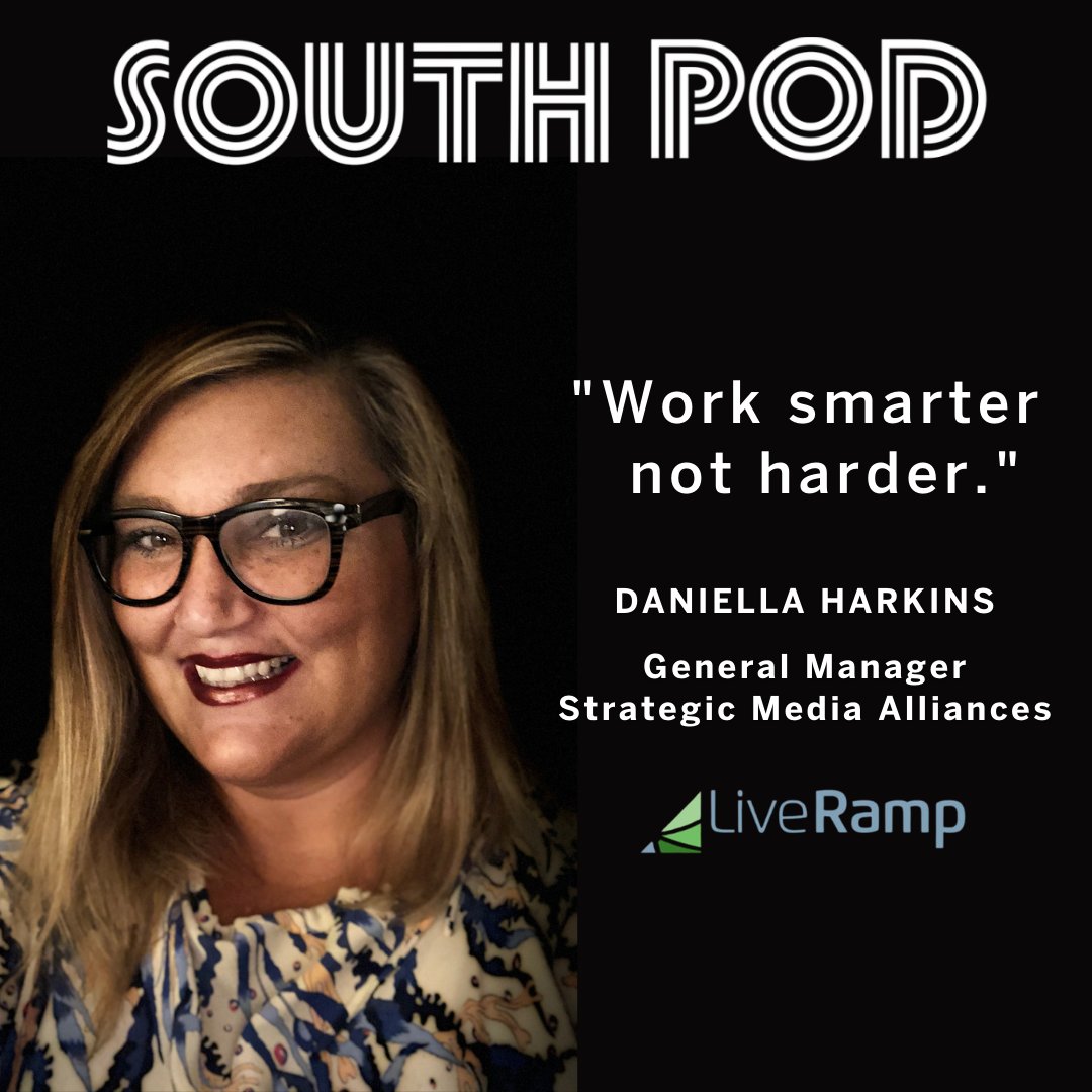 DIG_SOUTH's tweet photo. ICYMI: Last week on #SOUTHPOD we spoke with Daniella Harkins from @LiveRamp about how to make #data connectivity work harder for your company and heighten consumer experiences. Listen to this episode here: https://t.co/K53r4g2ZYm https://t.co/hcTfqowzyQ