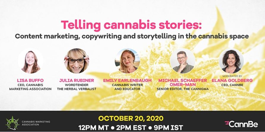 What's your cannabis story? Join us tomorrow for "Telling Cannabis Stories" on October 20 at 2PM EST to hear about the importance of storytelling for cannabis brands: eventbrite.com/e/telling-cann… <a href="/cannamarketing/">Cannabis Marketing Association</a> <a href="/julierubiner/">Julie Rubiner</a> <a href="/EEarlenbaugh/">Emily Earlenbaugh</a> <a href="/elanakirsh/">Elana Kirsh</a> and <a href="/MikeOmerMan/">Mike S. Omer-Man</a>