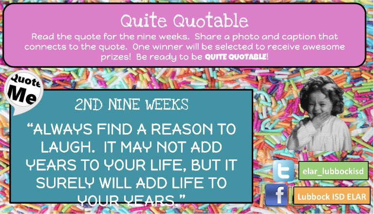 2nd 9 weeks social media contest starts today! Show us what is making you laugh and adding life to your years! #laughwhileteaching #kidsarefunny