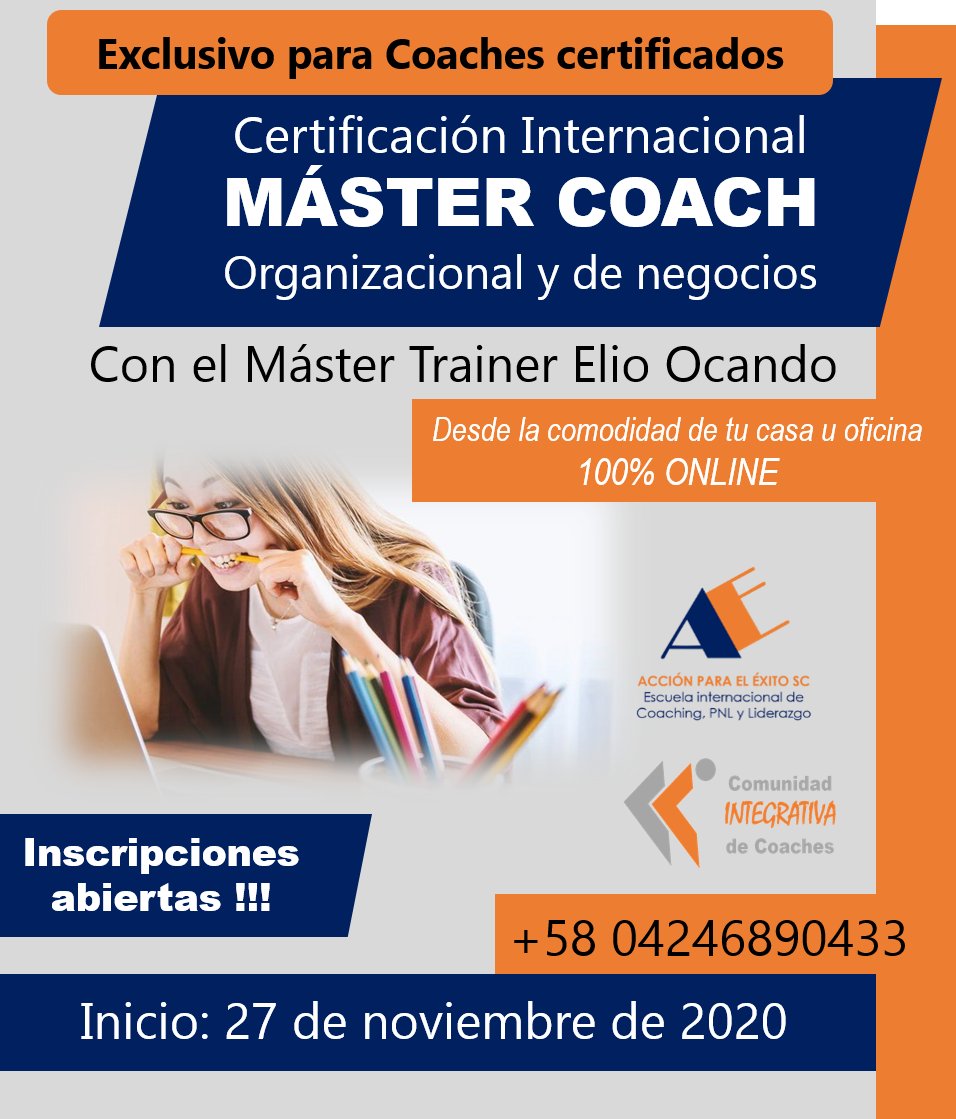 AccionpelExito's tweet photo. Apreciado Coach, este es tu momento de continuar creciendo y evolucionando en tu carrera profesional, decídete por avanzar al siguiente peldaño, hazte experto especialista en Coaching Organizacional y de negocios. https://t.co/n6u5JGK07T
