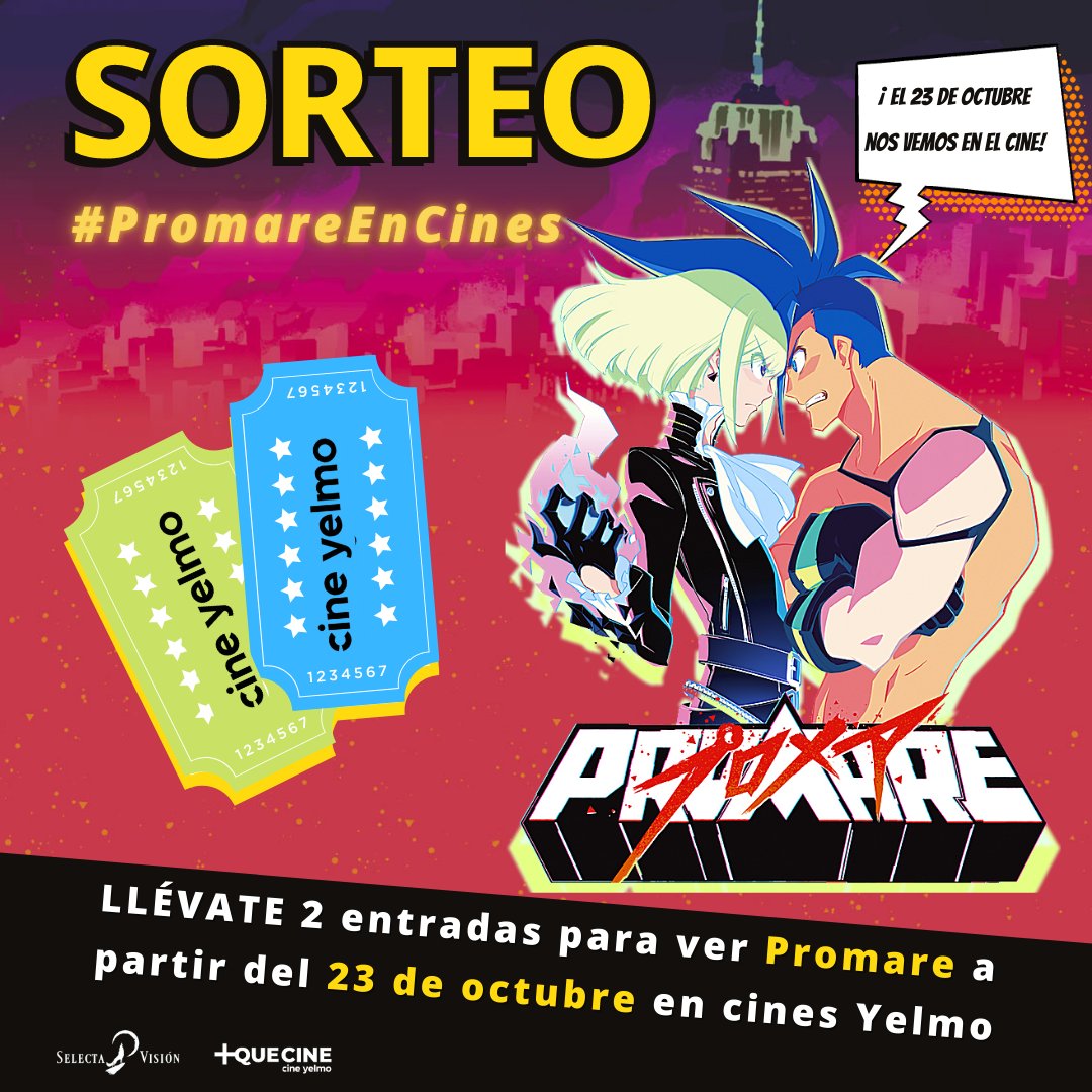 SelectaVision's tweet image. 📢 ¡REGALAMOS entradas para #Promare!

Participa antes del miércoles 21 y gana 2 entradas para ver Promare en los @CineYelmo ¡Es muy fácil!

🎟️Síguenos a @SelectaVision y @CineYelmo 

🎟️Like💙 + RT

🎟️Etiqueta al que compartirá las palomitas contigo 🍿

🎬 23/10 #PromareEnCines