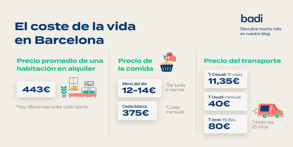 Nuestro objetivo es que te puedas mudar a una de la ciudad más top de Europa sin tener que preocuparte. ⁣
Tienes seguramente 1000 cosas en la cabeza ahora mismo así que te damos algunos datos para que puedas prepararte para tu nueva vida. 
👉 badi.link/vida-barcelona
