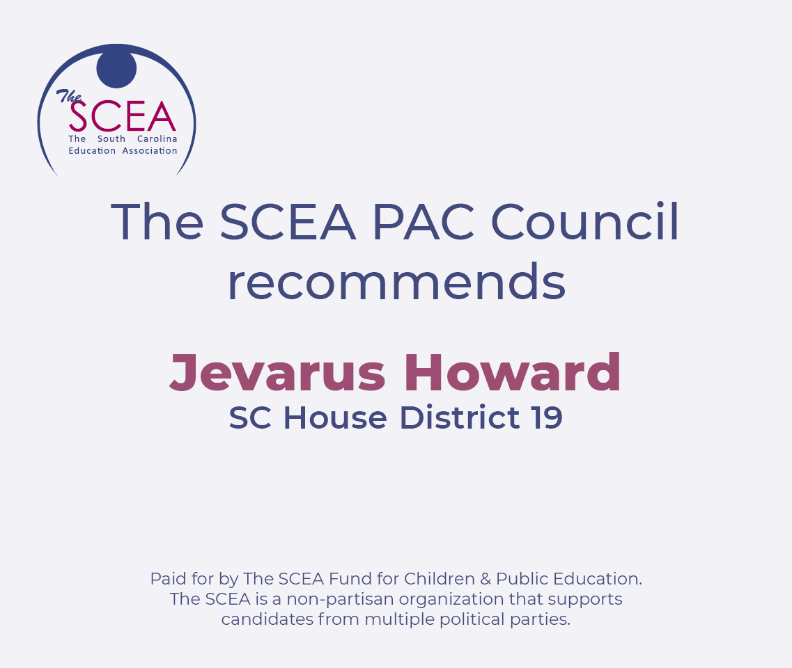 howardfor19's tweet photo. A huge thank you to the SCEA for their support. With this, we have now received support from multiple education and teachers' organizations in the state. I am beyond grateful for their support and will continue to fight for education. https://t.co/RTvVyj3pJY