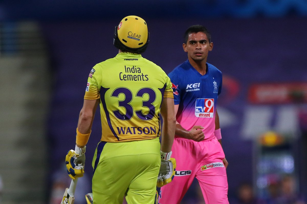 Sportstar (@sportstarweb) on Twitter photo 2020-10-19 14:23:24 Kartik Tyagi strikes! The Uttar Pradesh speedster removes Shane Watson 🔥 #CSK 26/2 after 4 overs 🚨 Follow #IPL2020 #CSKvsRR 🏏 live: sportstar.thehindu.com/cricket/ipl/ip… Kartik Tyagi strikes! The Uttar Pradesh speedster removes Shane Watson 🔥 #CSK 26/2 after 4 overs 🚨 Follow #IPL2020 #CSKvsRR 🏏 live: sportstar.thehindu.com/cricket/ipl/ip…