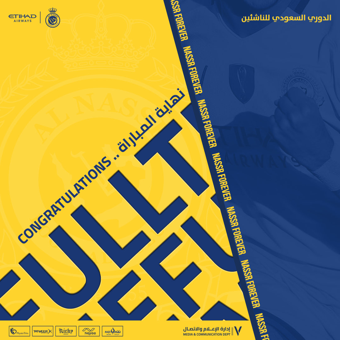 AlNassrFC's tweet photo. ⚽ الدوري السعودي للناشئين ||
نهاية مباراة #النصر_الطائي
#النصر : 4
الطائي : 0

سجل اهداف ناشـئي #العالمي مشاري النمر "هدفين" و محمد هزازي و عبدالعزيز العليوه
#معاك_يانصر https://t.co/UYGBCt08B5