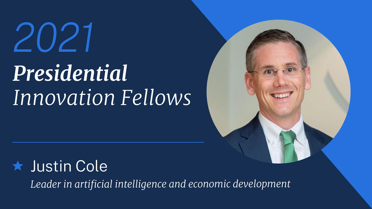 Justin Cole brings expertise in AI & economic developmentHe’ll be joining  @FDICgov to help develop a tech portfolio focused on improving analytics of financial data using AI We’re thrilled he’s joining the  #CivicTech movement!  #PIF2021  https://www.gsa.gov/blog/2020/10/19/passion-and-purpose-meet-the-2021-presidential-innovation-fellows