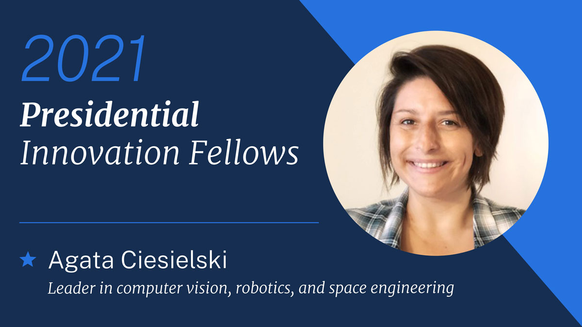 Agata Ciesielski brings expertise in computer vision, robotics & space engineeringShe’ll be joining  @USDOT to work on emerging tech adoption for safe & efficient transportation systems We’re thrilled she’s joining the  #CivicTech movement!  #PIF2021  https://www.gsa.gov/blog/2020/10/19/passion-and-purpose-meet-the-2021-presidential-innovation-fellows