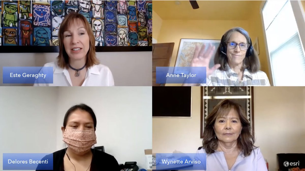 deepseadawn's tweet photo. MUST SEE! @Esri 's Chief Medical Officer @EsteGeraghty leads a roundtable discussion about #COVID19's impact on the #NavajoNation and how they're using GIS to make a difference for their people. https://t.co/WGro8BkOCV #GISforequity #equitymapping #SocialJustice https://t.co/5B8Iq6zJ48