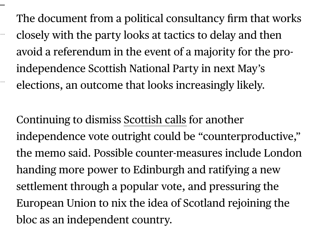 rosscolquhoun's tweet image. 🏴󠁧󠁢󠁳󠁣󠁴󠁿 A firm employed to advise the UK Government on how to oppose Scottish independence has advised that continuing to attempt to block a referendum would be "counterproductive". bloomberg.com/news/articles/…