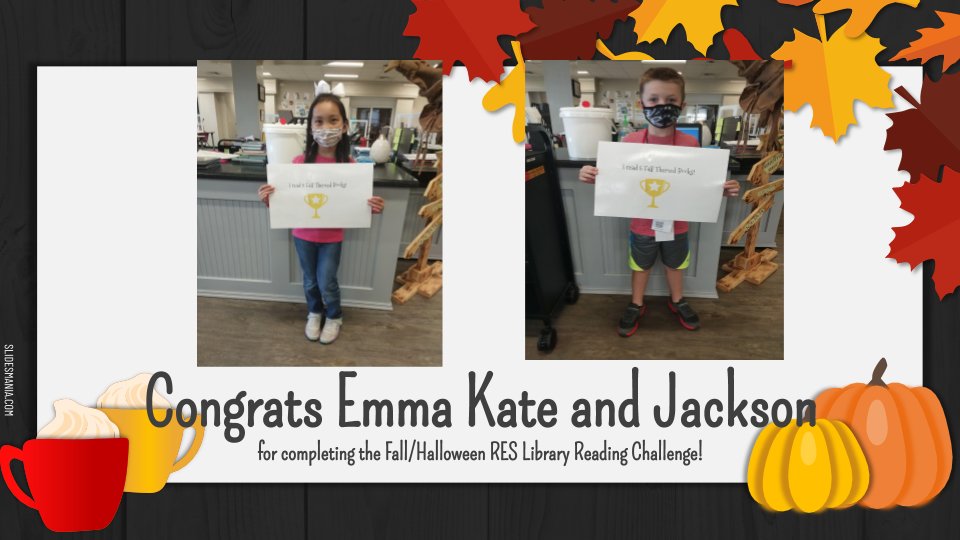 Congratulations to <a href="/RivertonElem/">Riverton Elementary School</a> students Emma Kate and Jackson for reading 5 Fall or Halloween themed books this month! Woo hoo! Come visit our <a href="/RivertonLMC/">Riverton Elementary Library Media Center</a> school library this week to participate in our October challenge🍂🎃<a href="/KimGulledge/">Kim Gulledge</a>