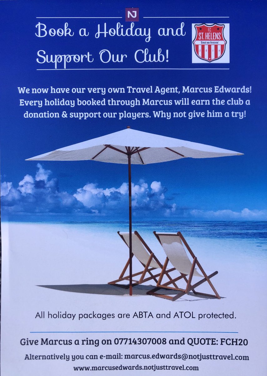 If you are an @fcsthelens supporter, player or volunteer and are looking for your next holiday in 2021, get in touch and help@raise money for the club!
#supportgrassroots #grassrootsfootball #travelagent #traveldestinations